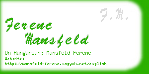 ferenc mansfeld business card